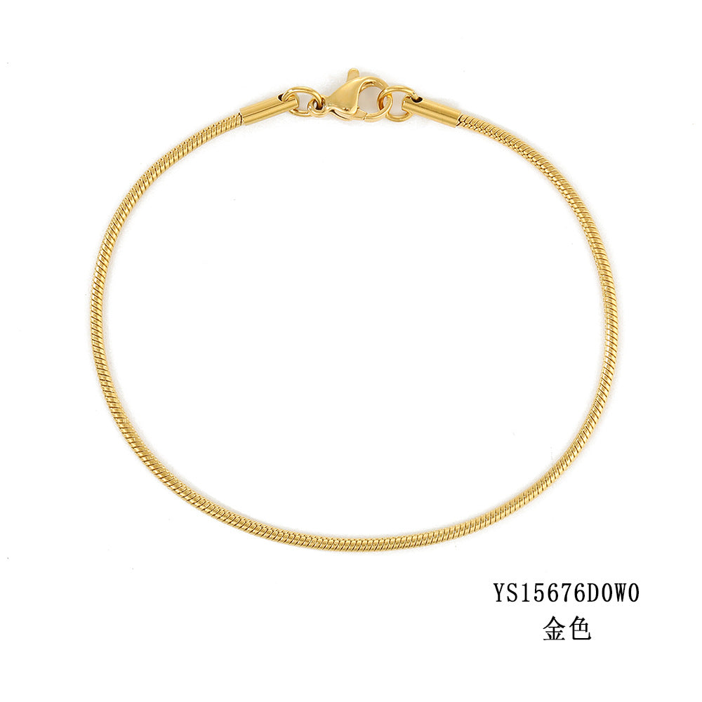 Wholesale Round Snake Chain Stainless Steel Gold Plated Versatile Bracelet